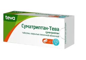 Суматриптан-Тева, таблетки, покрытые пленочной оболочкой 100мг, 2шт