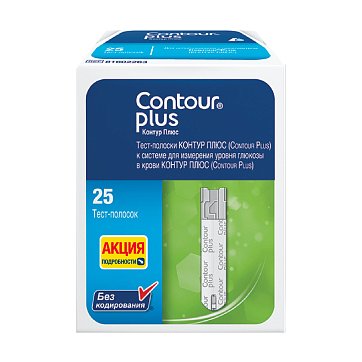 Тест-полоски Contour plus (Контур плюс), 25 шт