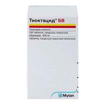 Тиоктацид БВ, таблетки, покрытые пленочной оболочкой 600мг, 100 шт