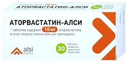 Купить аторвастатин, таблетки, покрытые пленочной оболочкой 10мг, 30 шт в Нижнем Новгороде